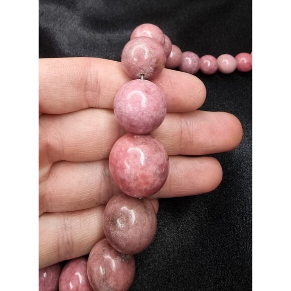 Jay King 925 Sterling Silver Rhodonite Long Beaded Necklace Handmade Jewelry - Picture 5 of 5